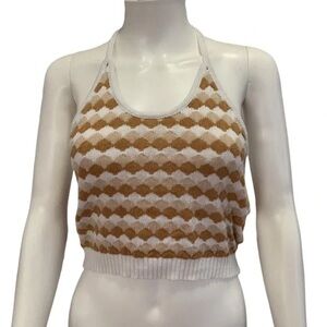 Willow & Wind White and Brown Knit Halter Sweater Size Medium